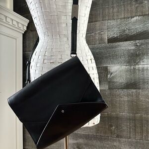 3/$40 PHILO Crossbody purse black leather fold over flap envelope clutch